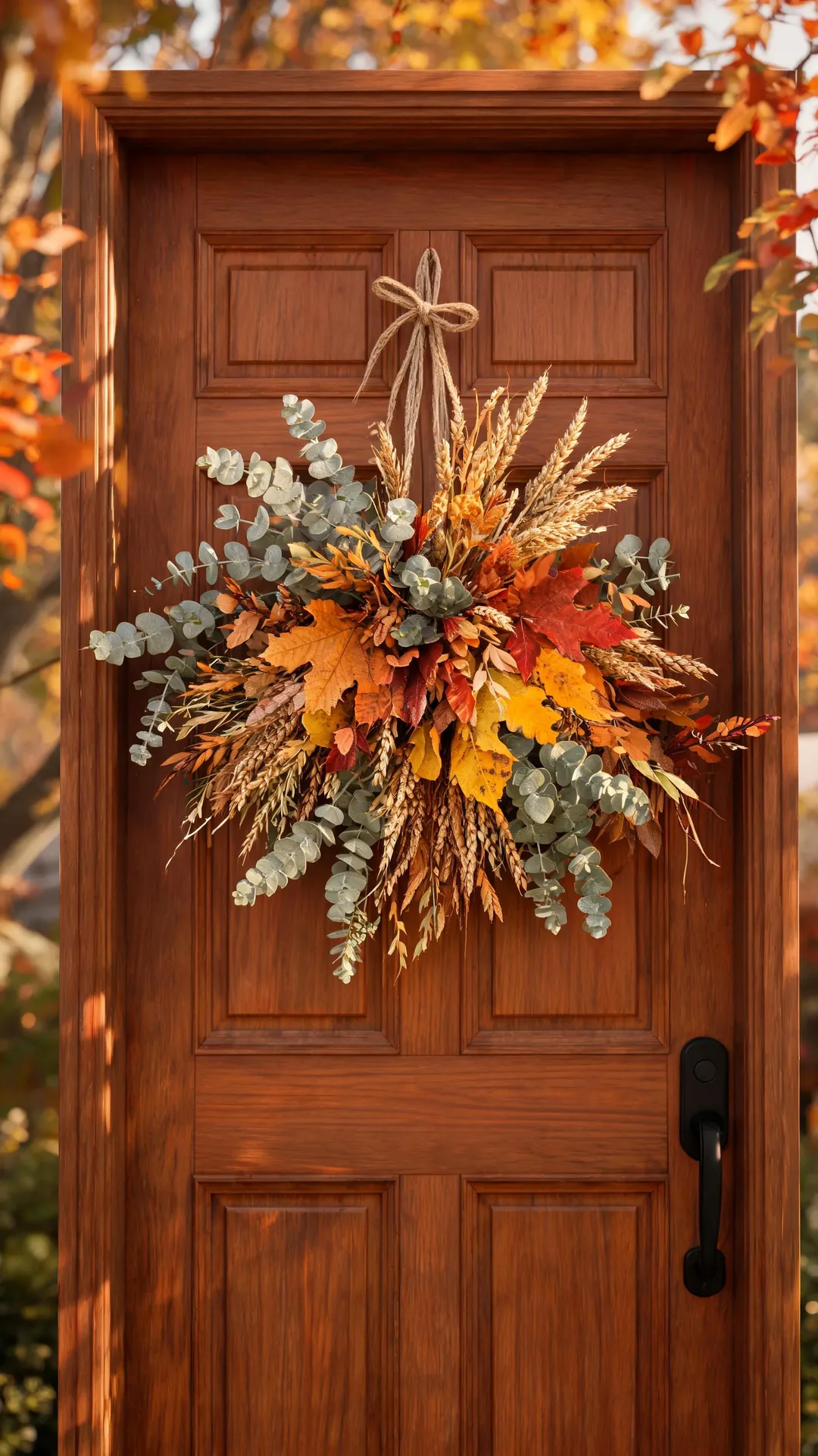 Eucalyptus and leaf door swag