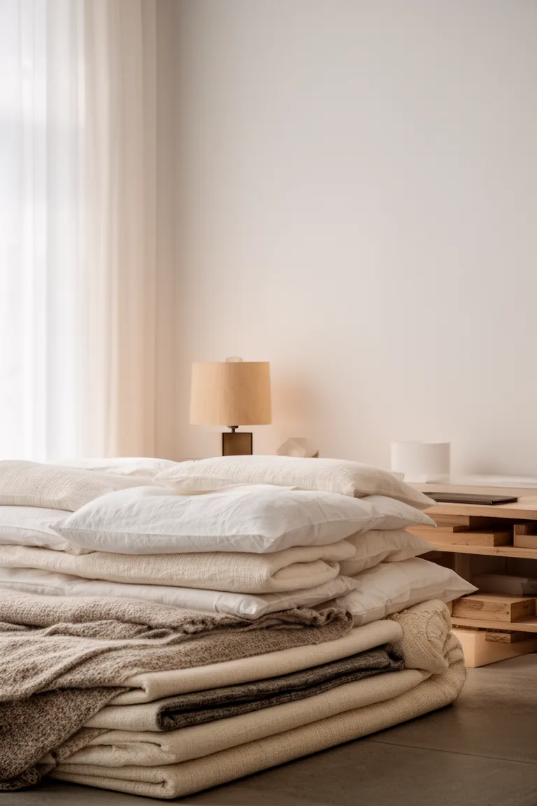 Warm intentional winter whites in a clean calm room