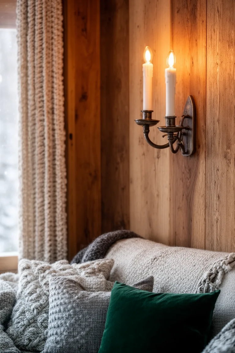 LED candle wall holder with realistic tapers for old-world glow