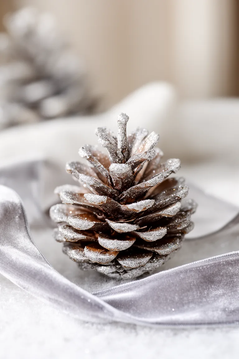Glitter-dipped pinecone decor idea 2