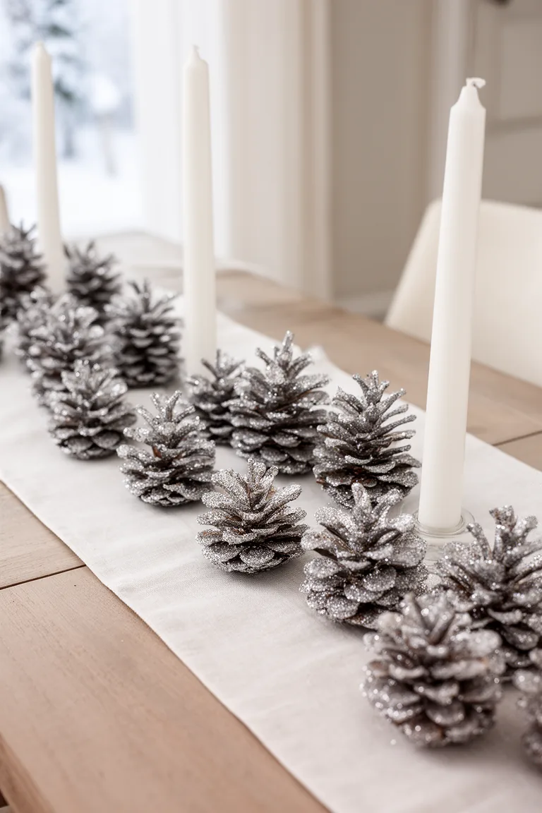 Glitter-dipped pinecone decor idea 3