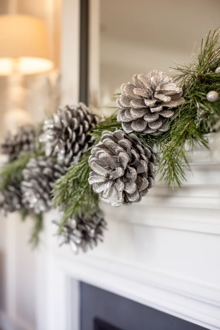 Glitter-dipped pinecone decor idea 4