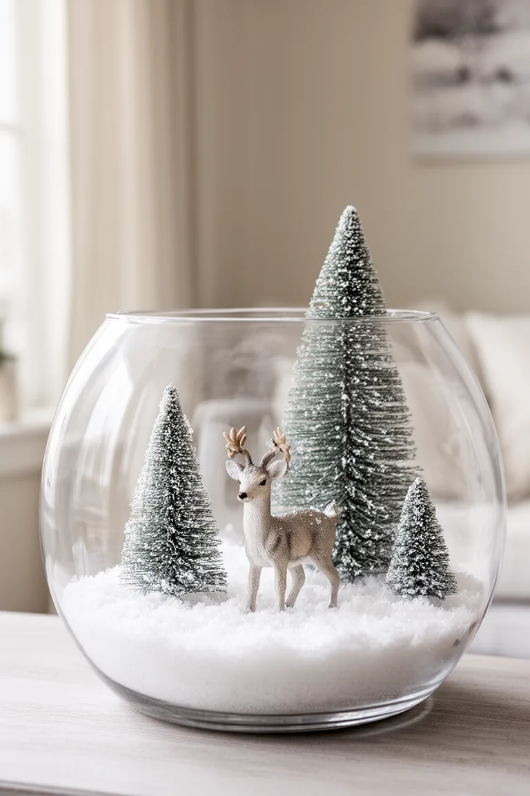 Winter terrarium with faux snow idea 1