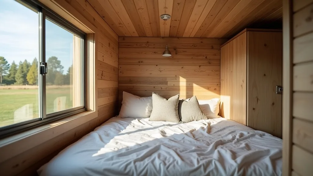 Textured accent wall in a small camper nook