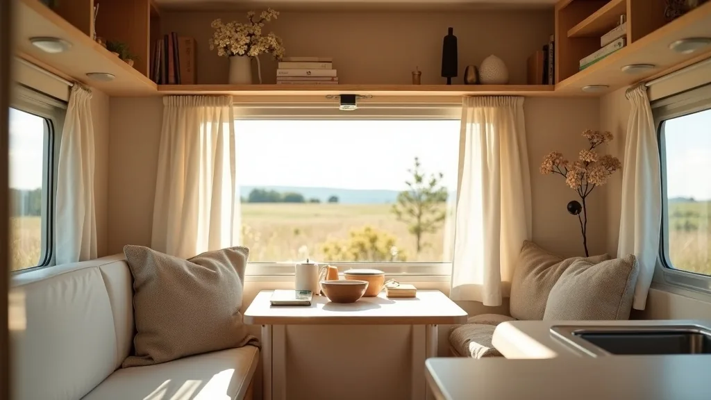 Clean modern blinds in a camper