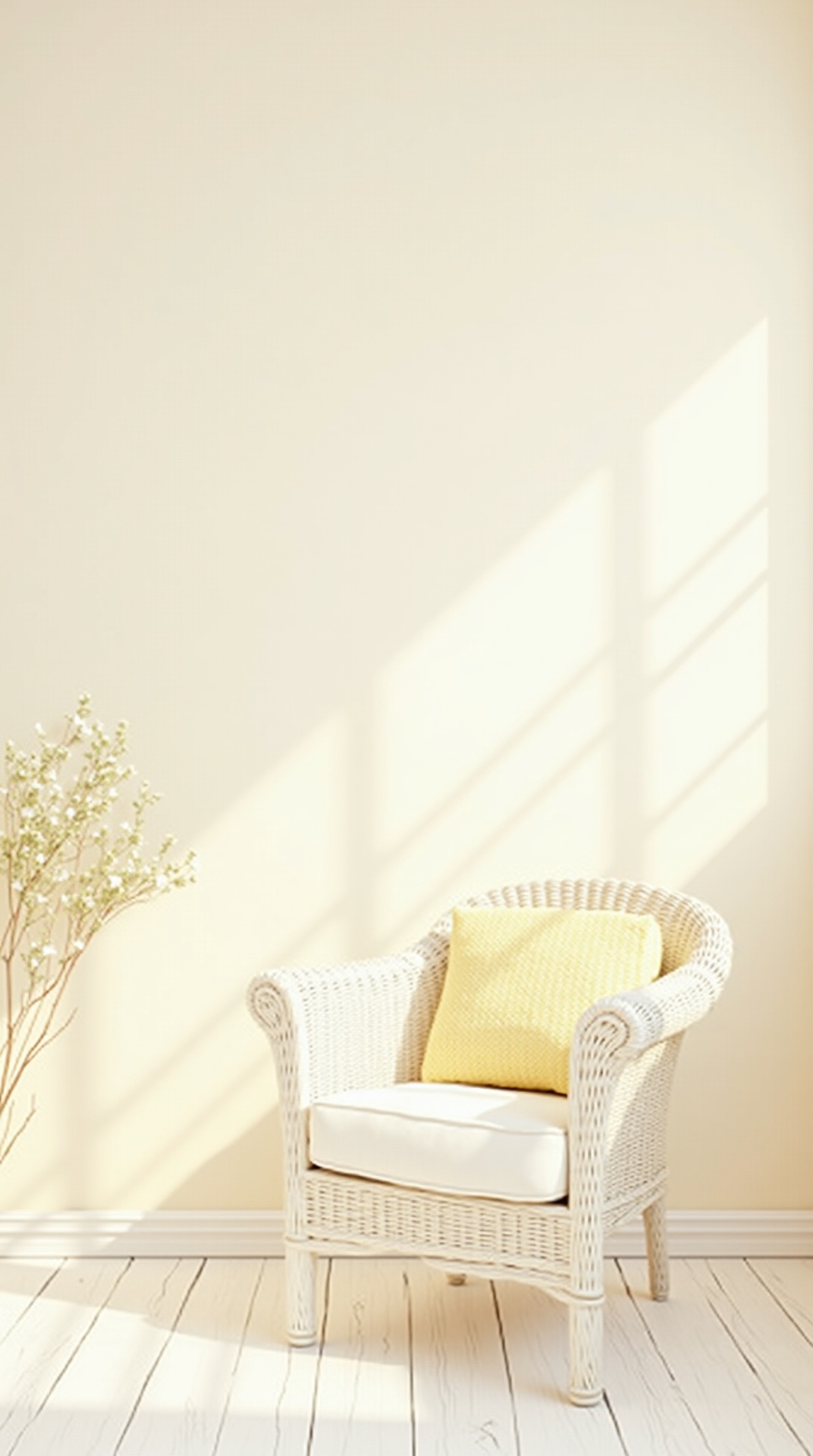 Pastel summer living room in lavender, mint, and butter yellow, photo 4 of 5