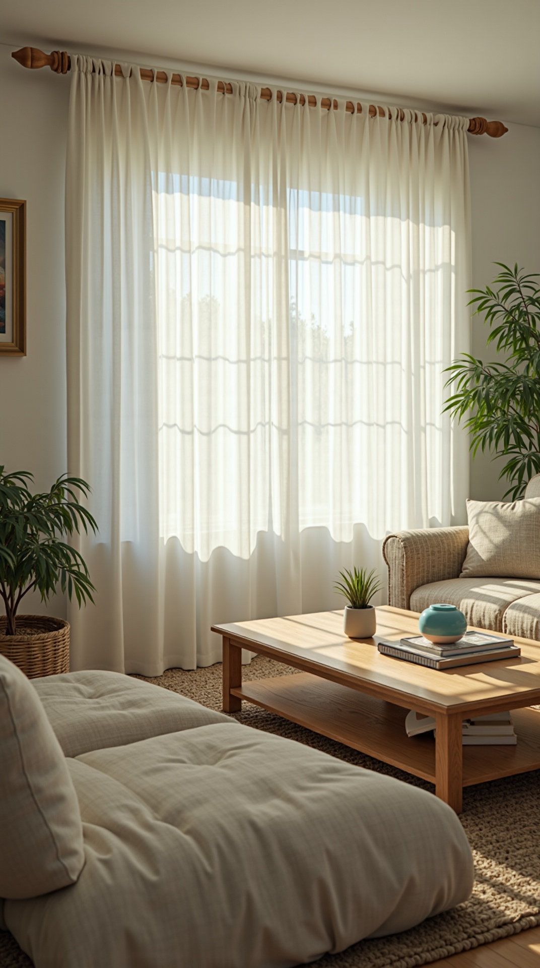 Coastal-inspired summer living room with light fabrics and natural daylight, photo 5 of 5