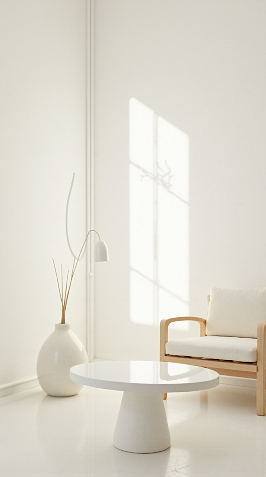 Minimalist white summer living room with clean, airy styling, photo 3 of 5