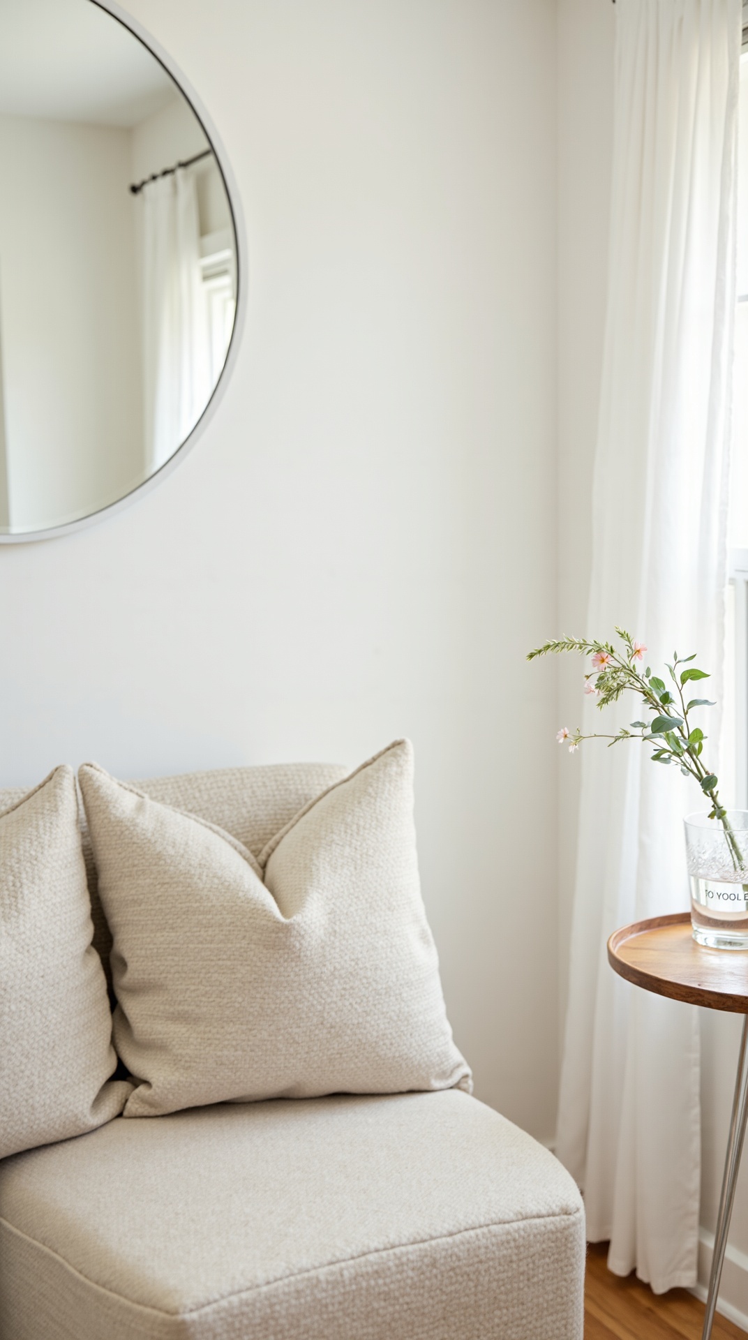 Breezy neutral summer living room with clear and natural textures, photo 1 of 5