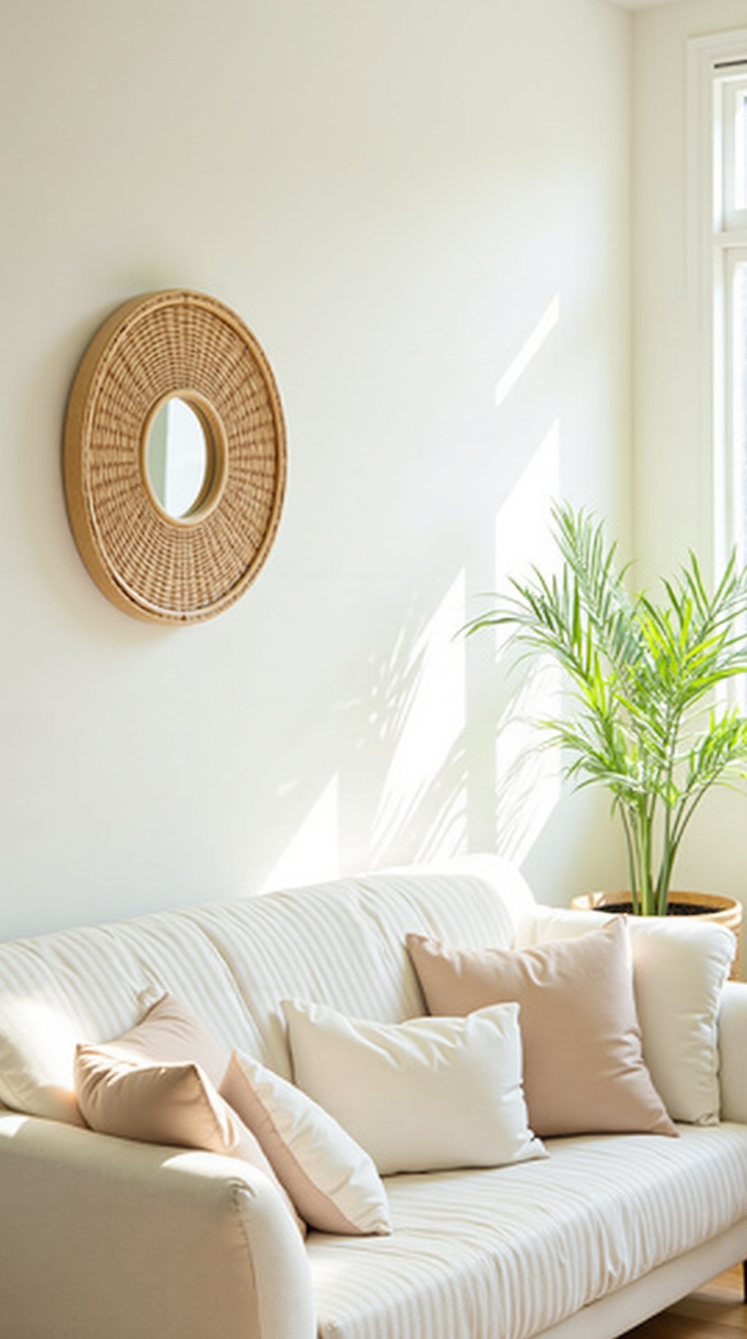 Breezy neutral summer living room with clear and natural textures, photo 3 of 5