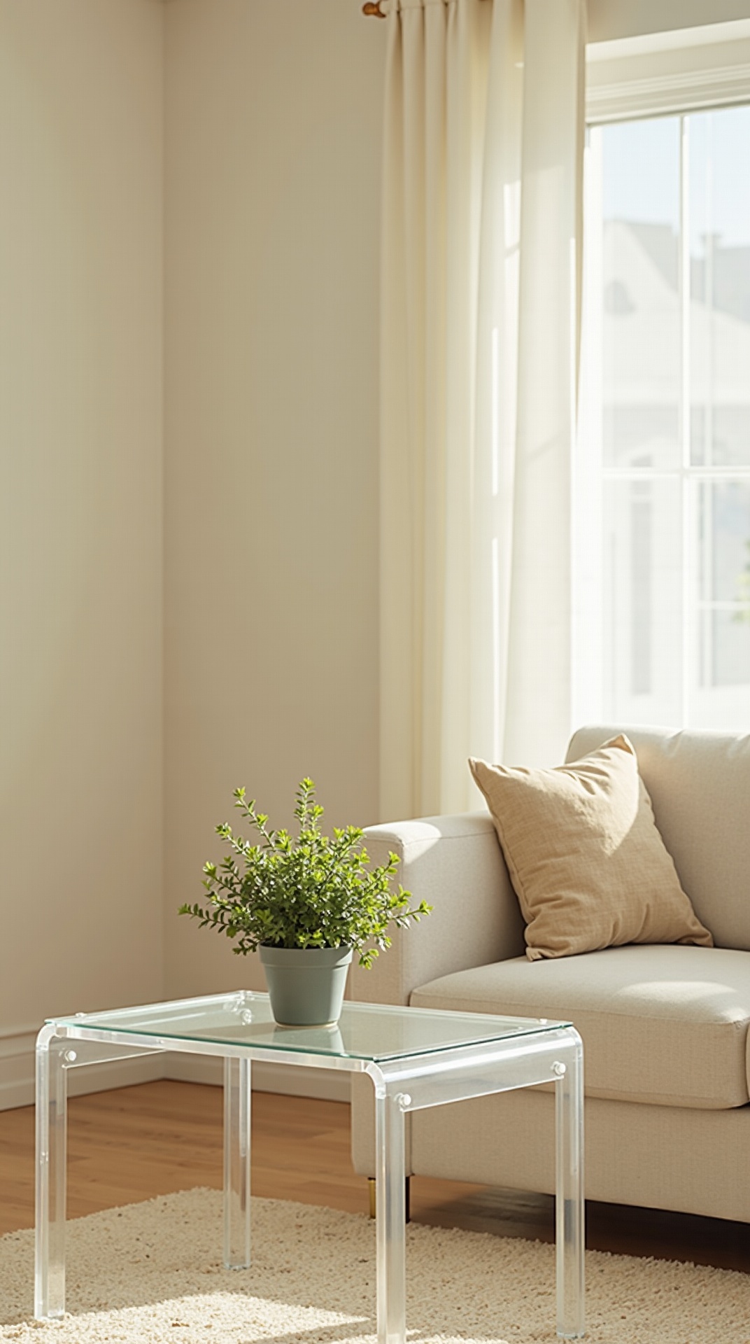 Breezy neutral summer living room with clear and natural textures, photo 4 of 5