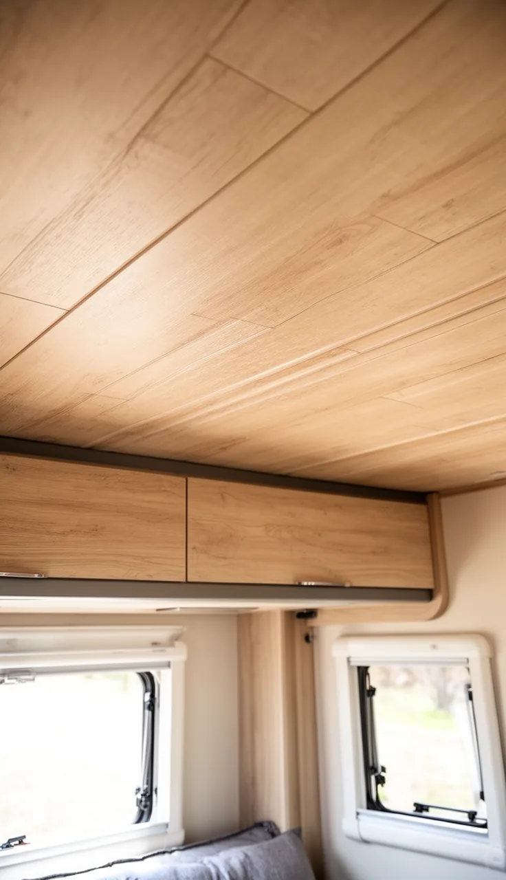 Fresh light wood-look RV ceiling panels