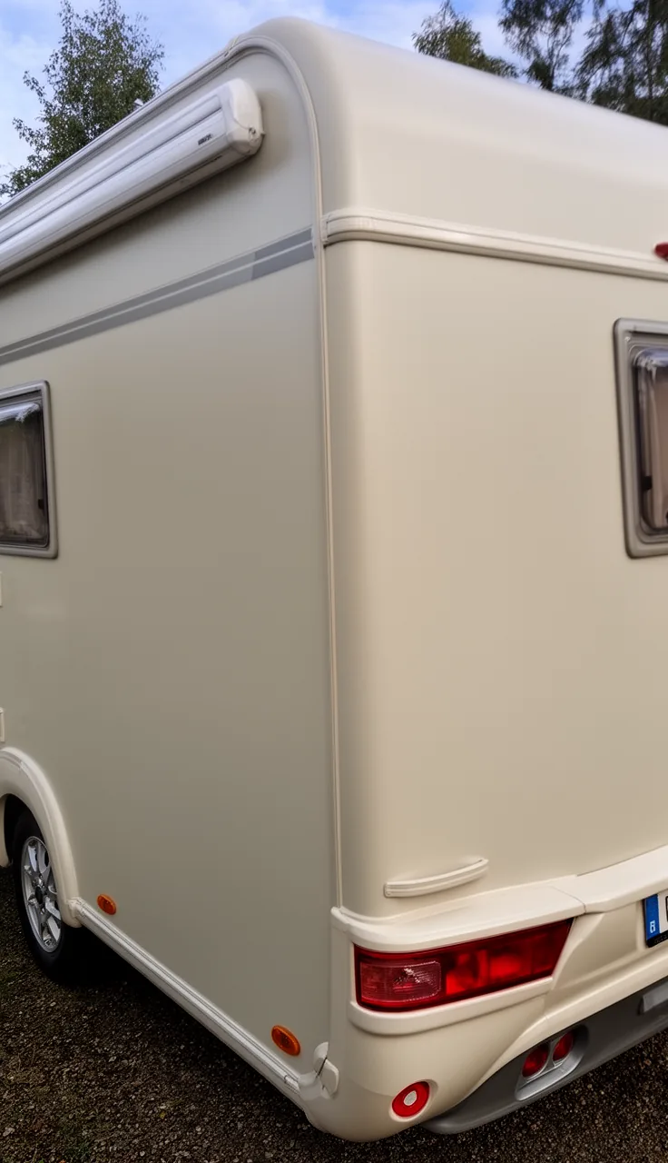 Camper exterior painted in a soft matte finish for a contemporary, low-glare look