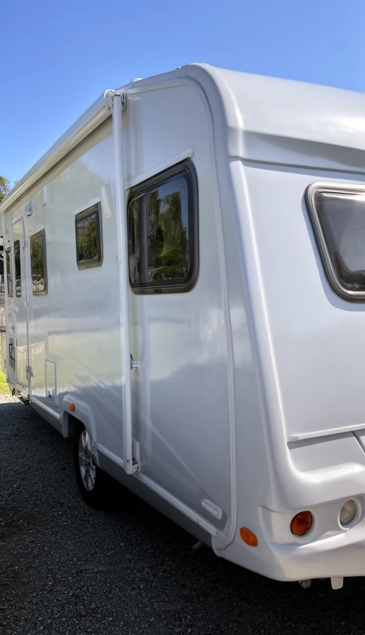 Camper painted a cool, light reflective tone in soft silver-white to beat the heat