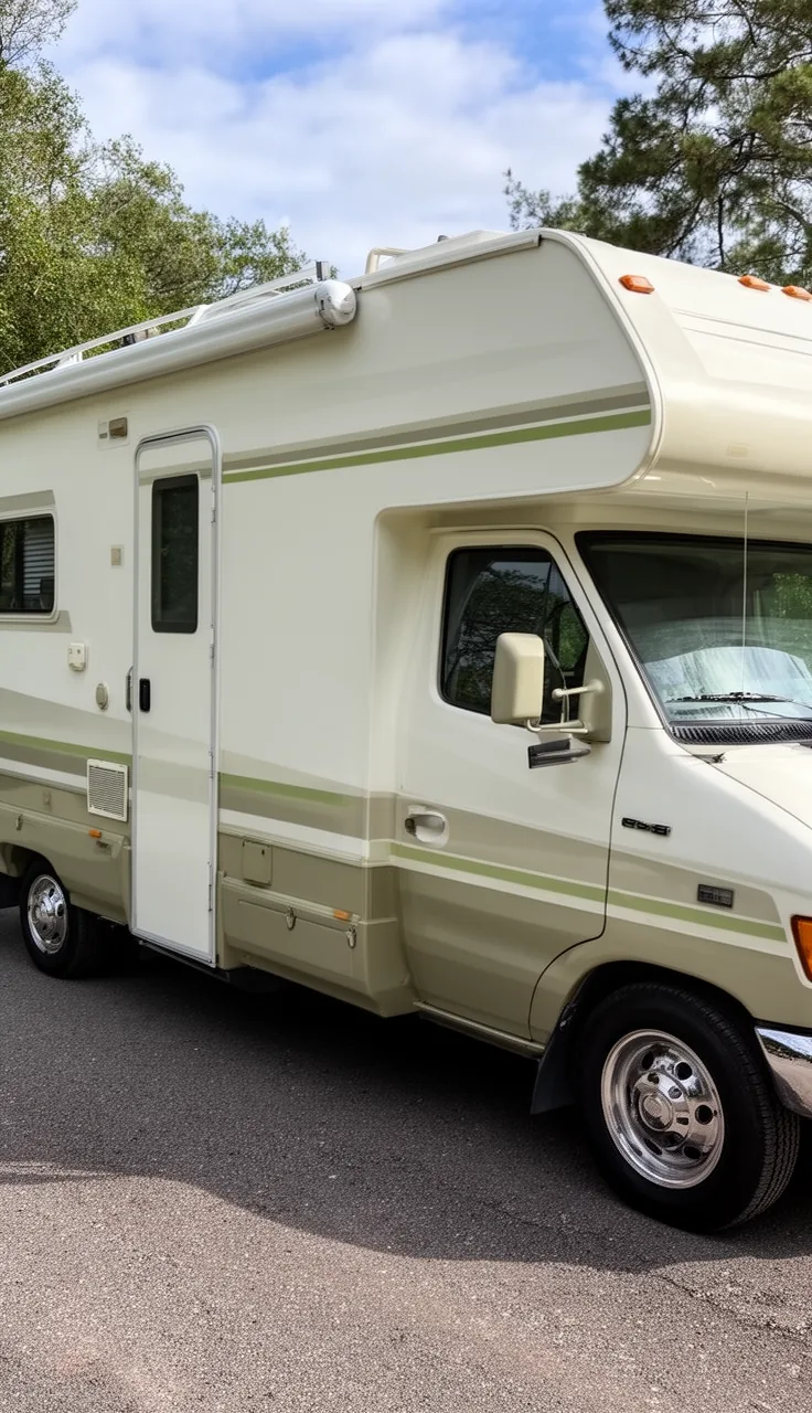 Camper exterior with awning, wheels, and accents color-coordinated to the painted body