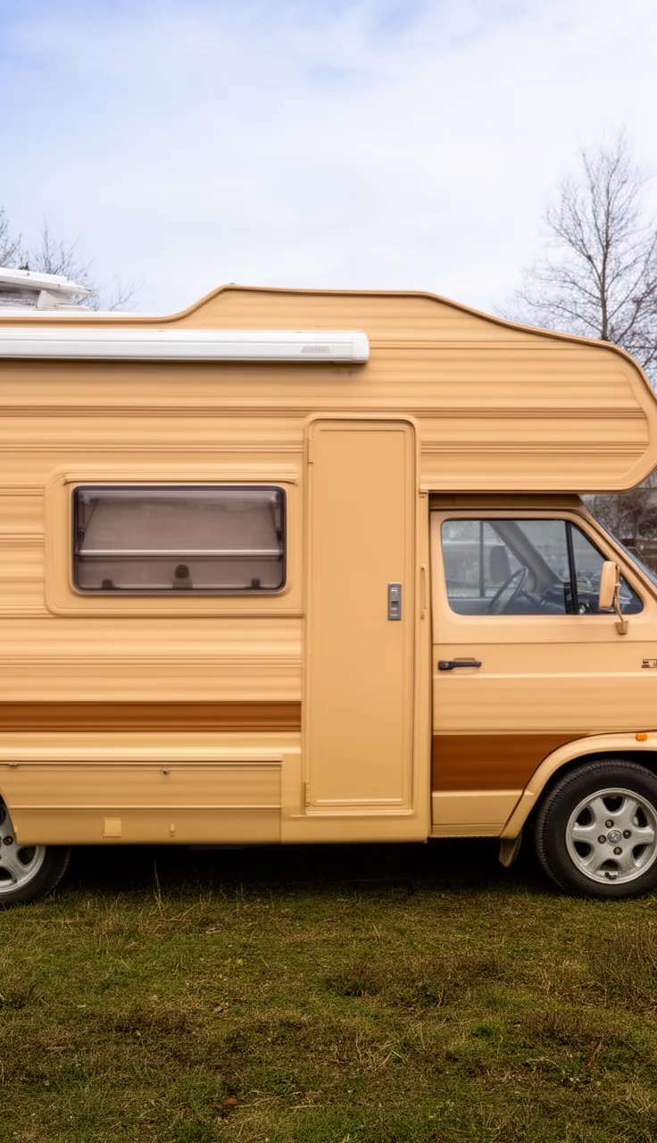 Cohesive finished camper exterior with a calm warm color palette