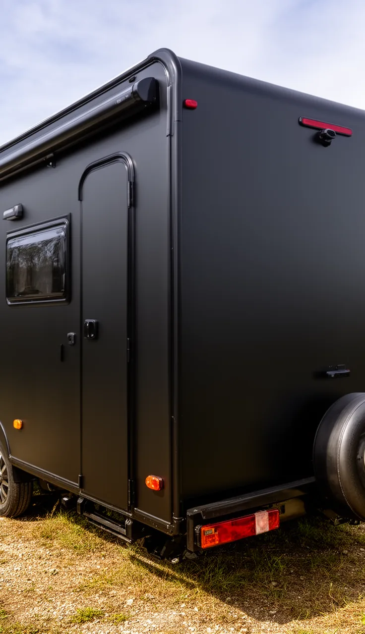 Camper in a sleek matte black monochrome with blacked-out trim
