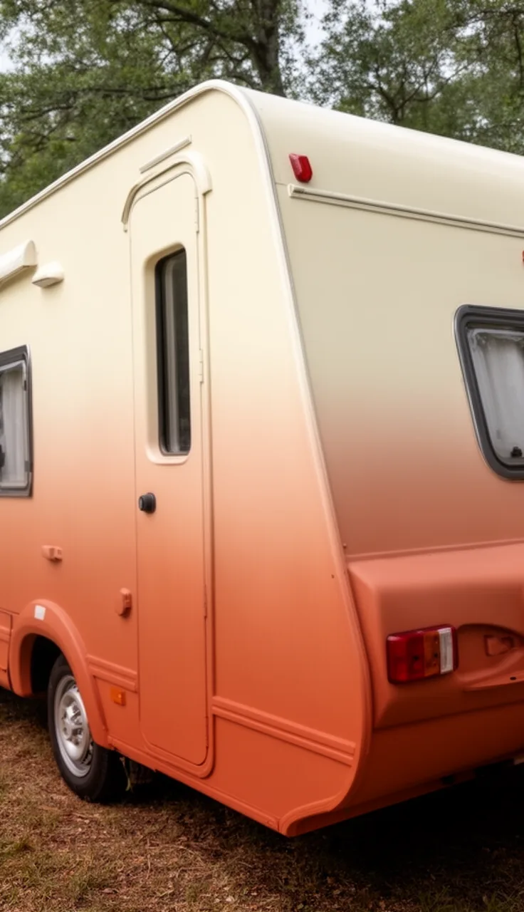 Camper with a soft ombre gradient fading cream into terracotta