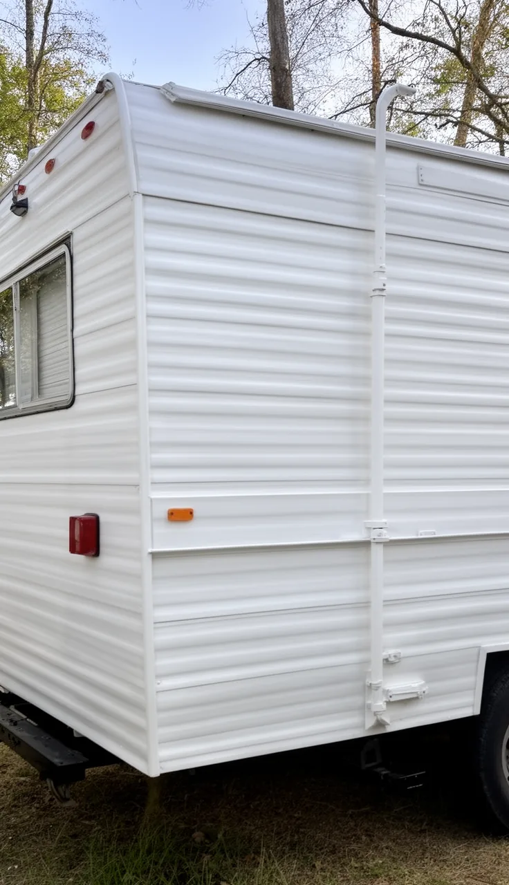 Camper exterior with a smooth, even primer coat before painting