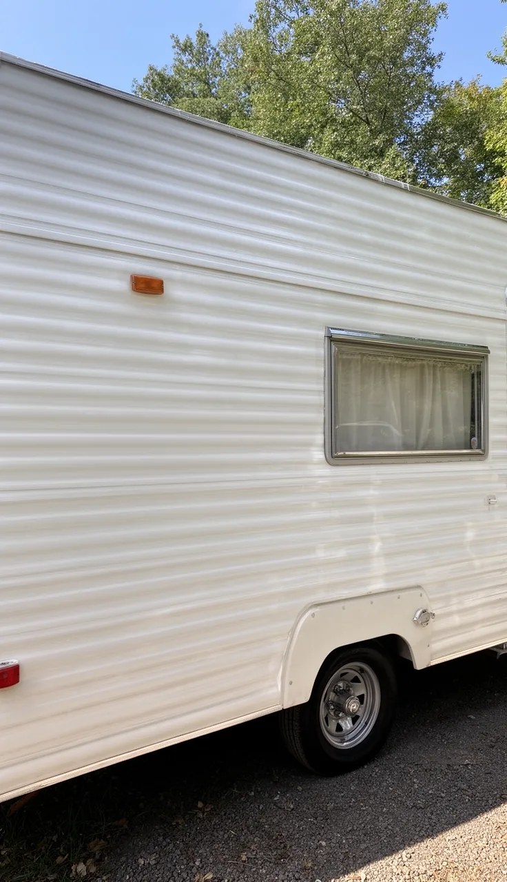 Camper being finished with a clear protective sealant topcoat
