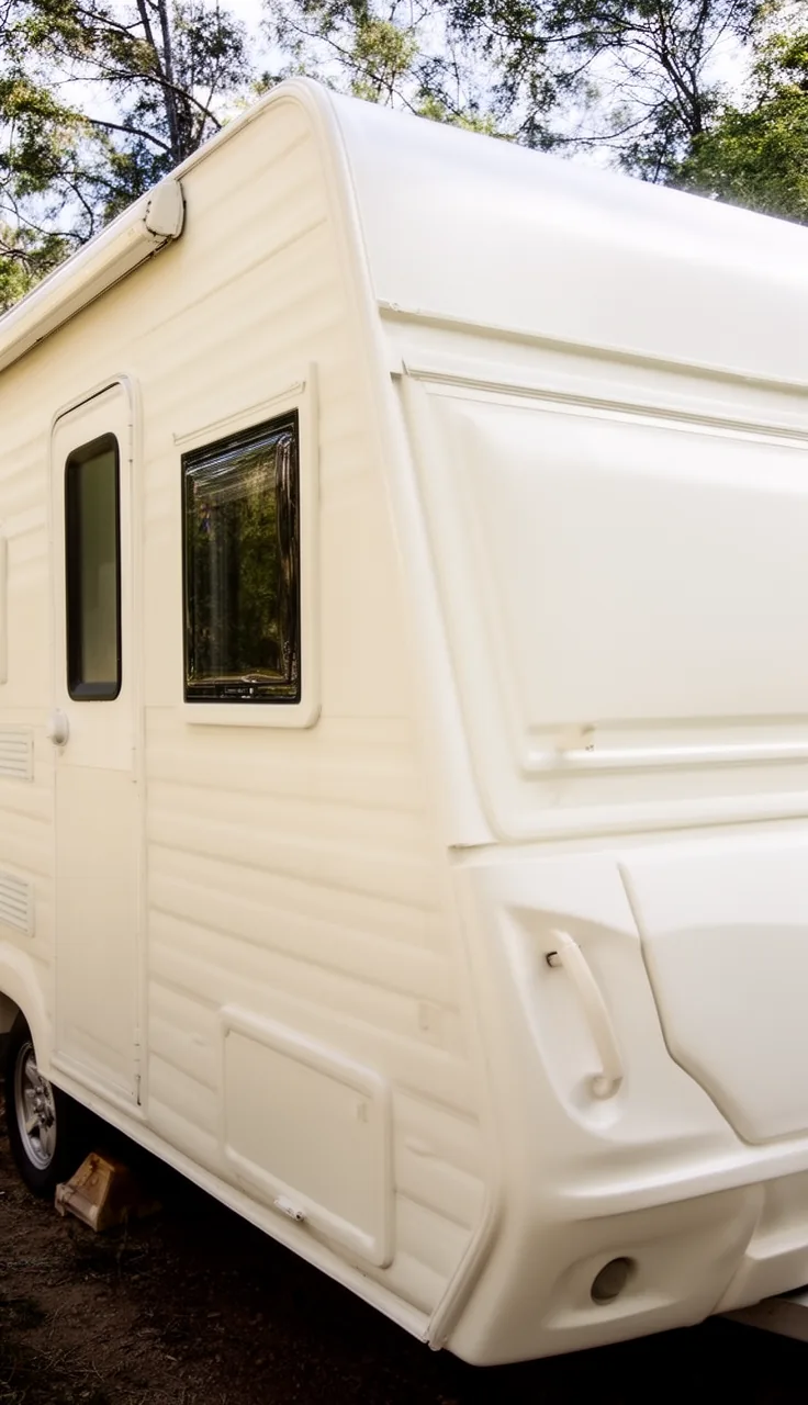 Camper painted a soft warm white all over for a bright, clean look