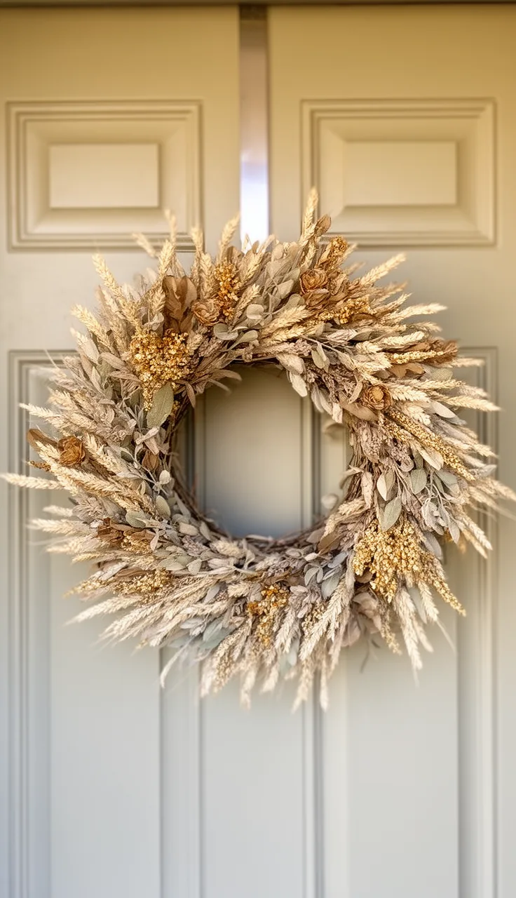 Neutral oatmeal and sage fall wreath