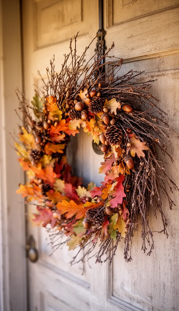 Foraged branch and acorn woodland fall wreath