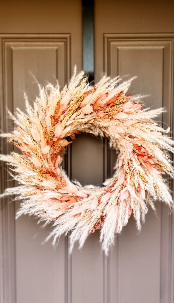 Feather and pampas grass boho fall wreath