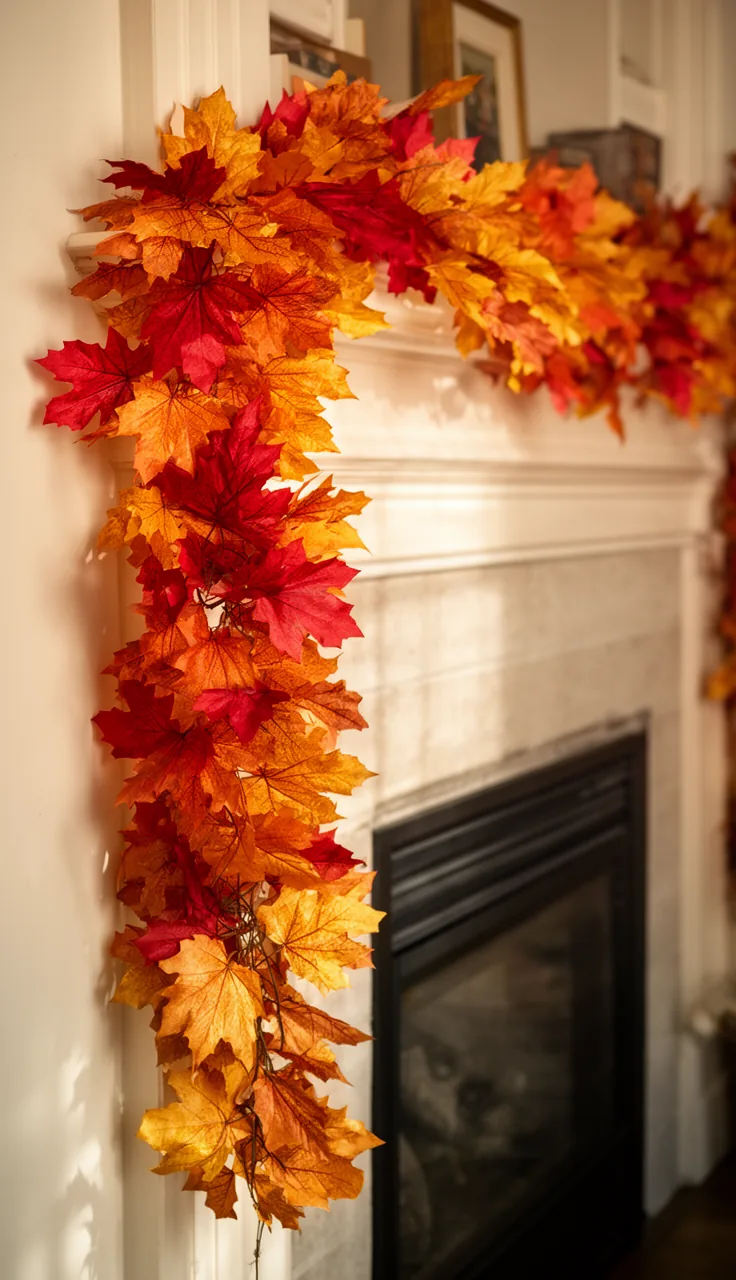 Classic fall leaves garland in maple, oak, and orange