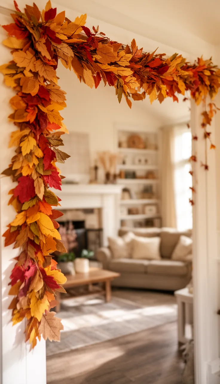 Soft felt and fabric leaf fall garland, kid- and pet-safe