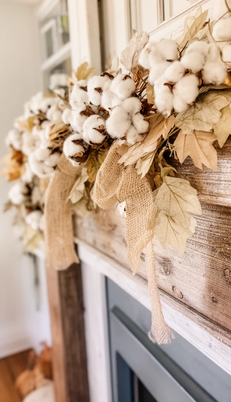 Cotton and burlap farmhouse fall garland