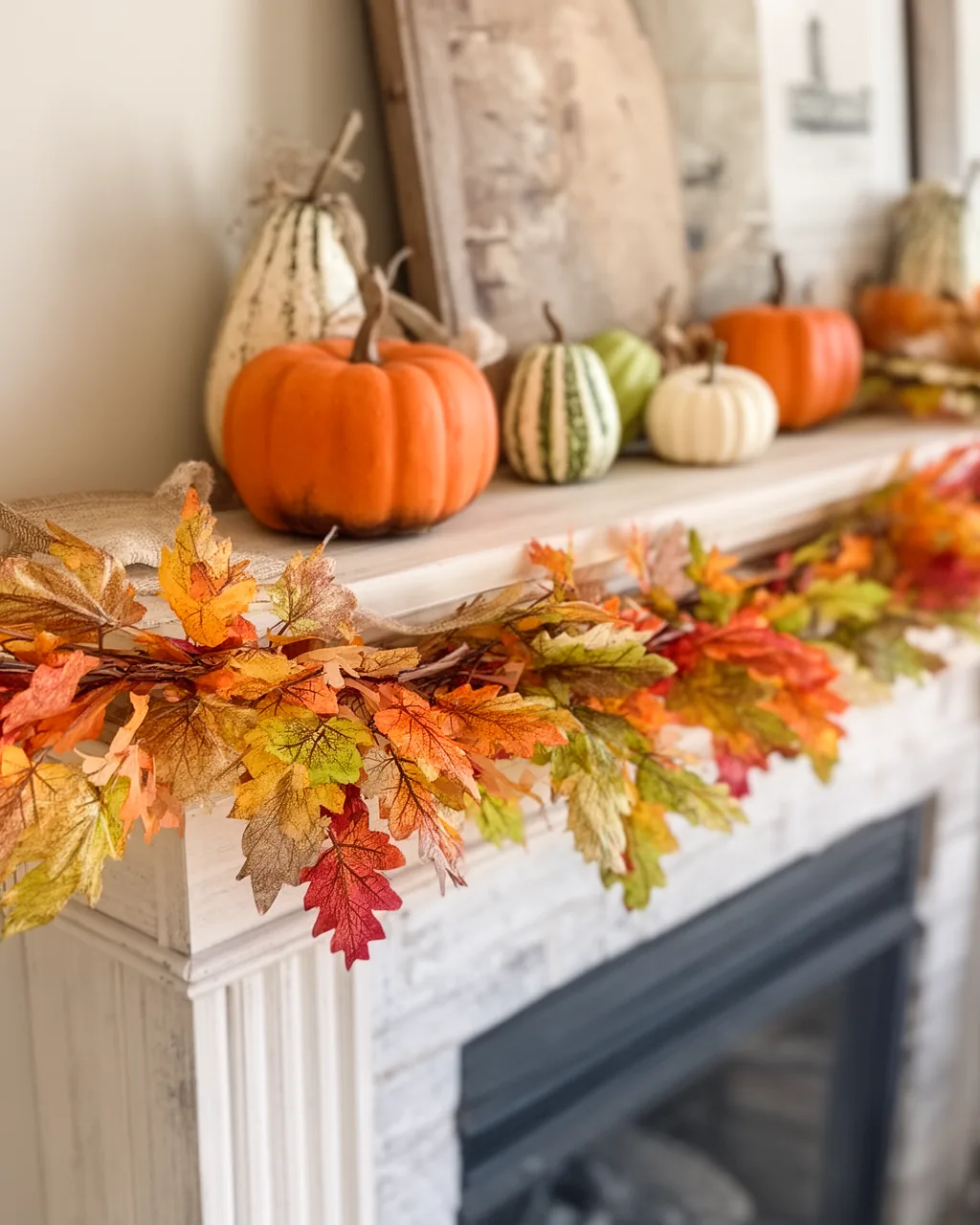 Mini pumpkin and gourd fall garland