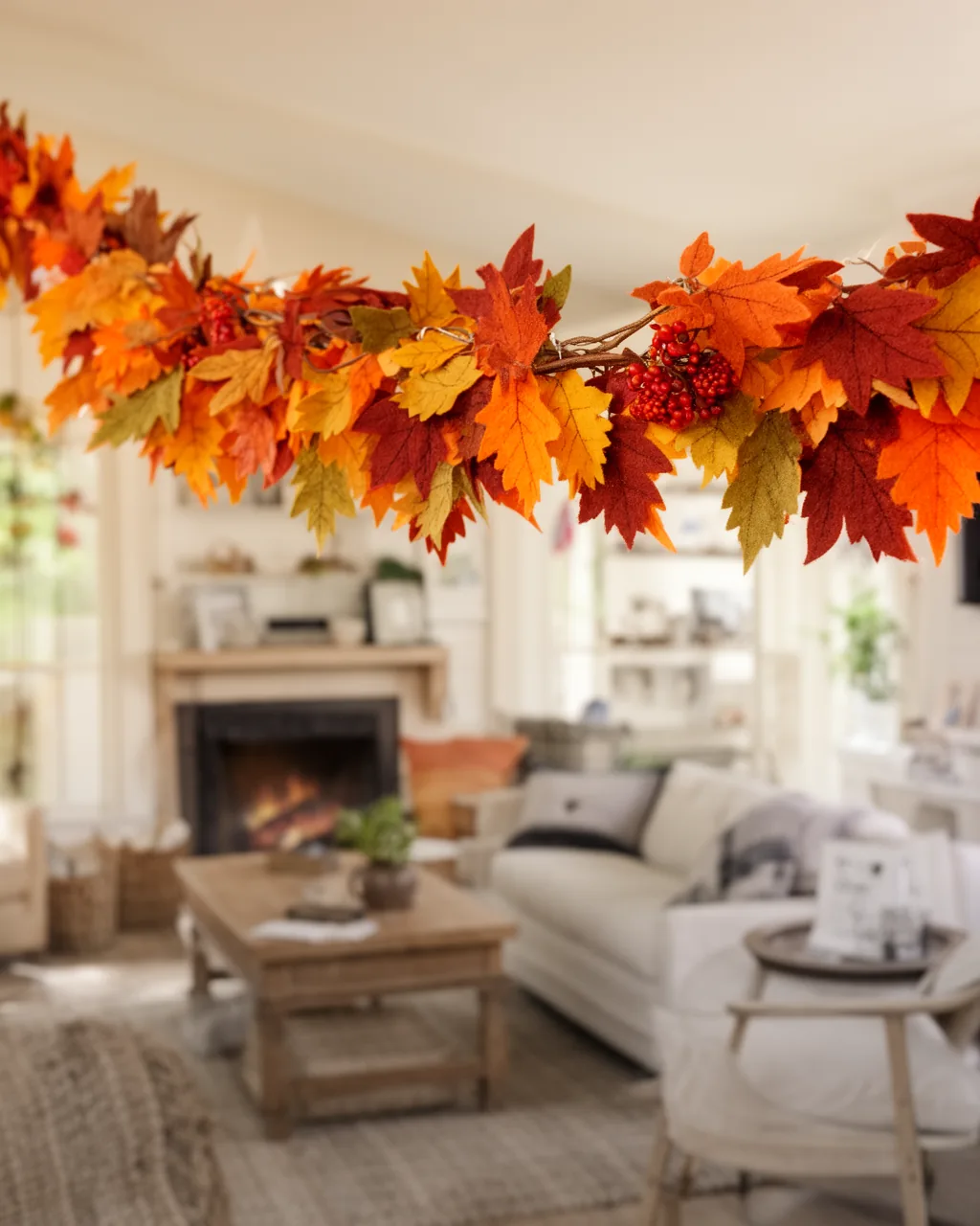 Felt and fabric leaf fall garland