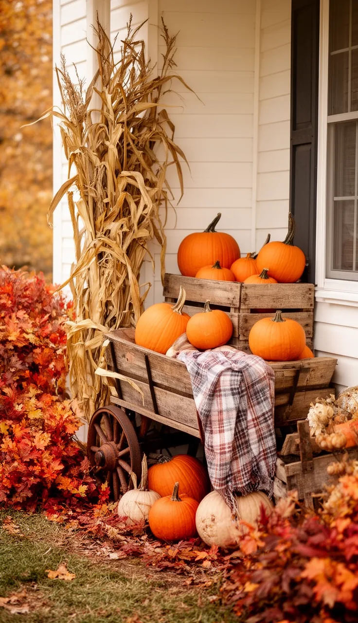Rustic farmhouse fall yard vignette