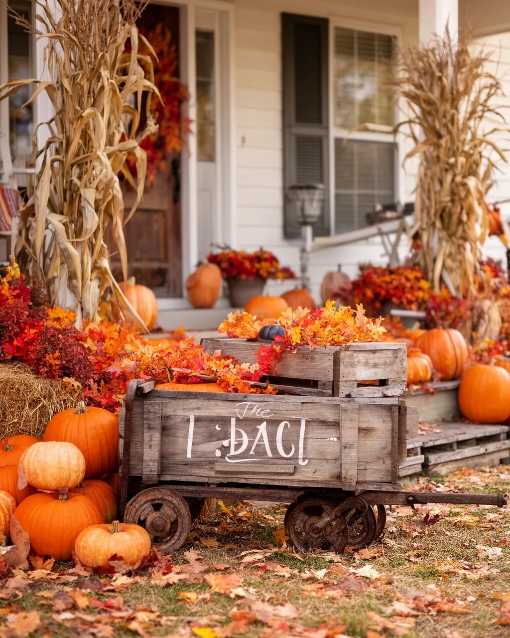 Rustic farmhouse fall yard vignette