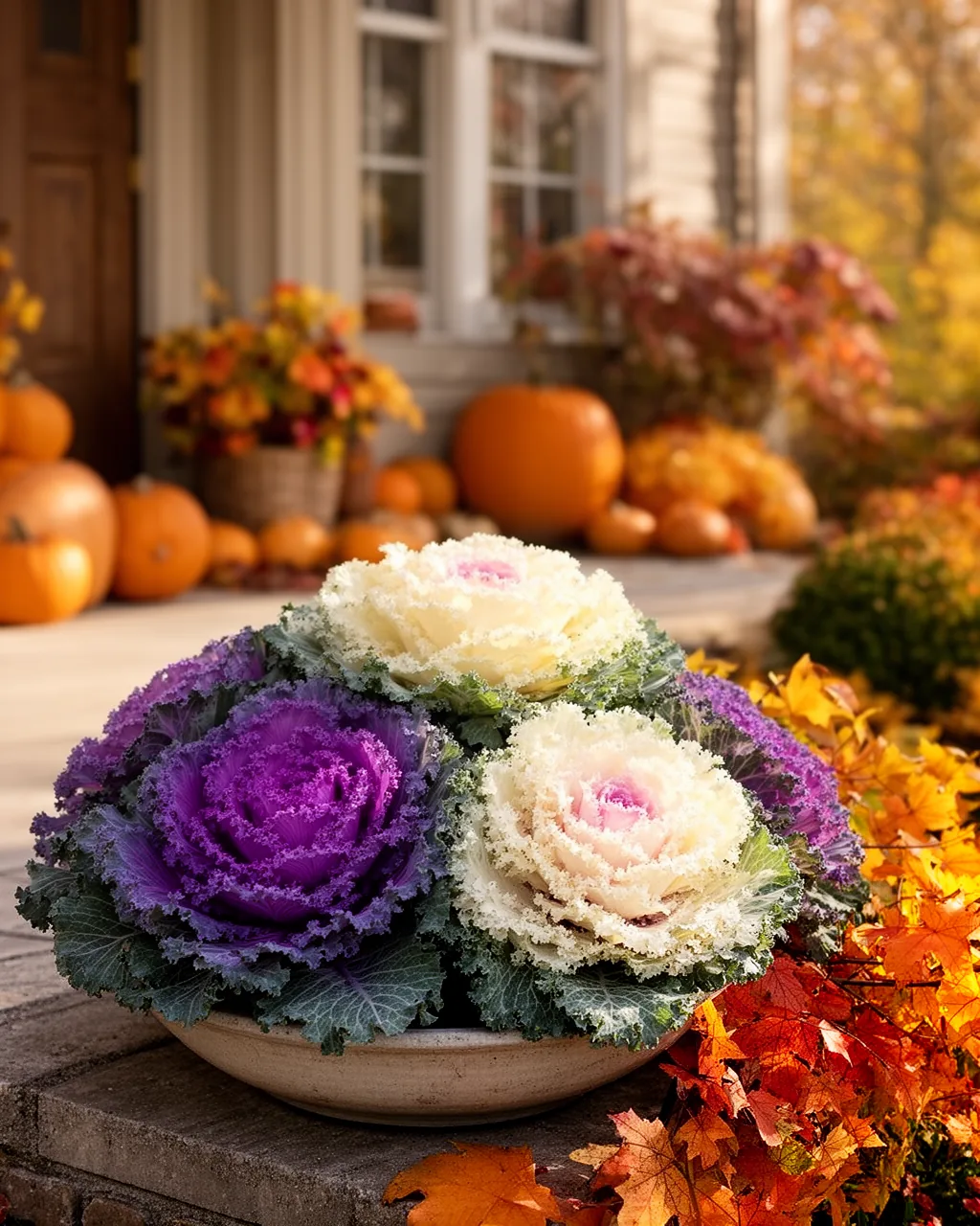 Ornamental kale and cabbage planter