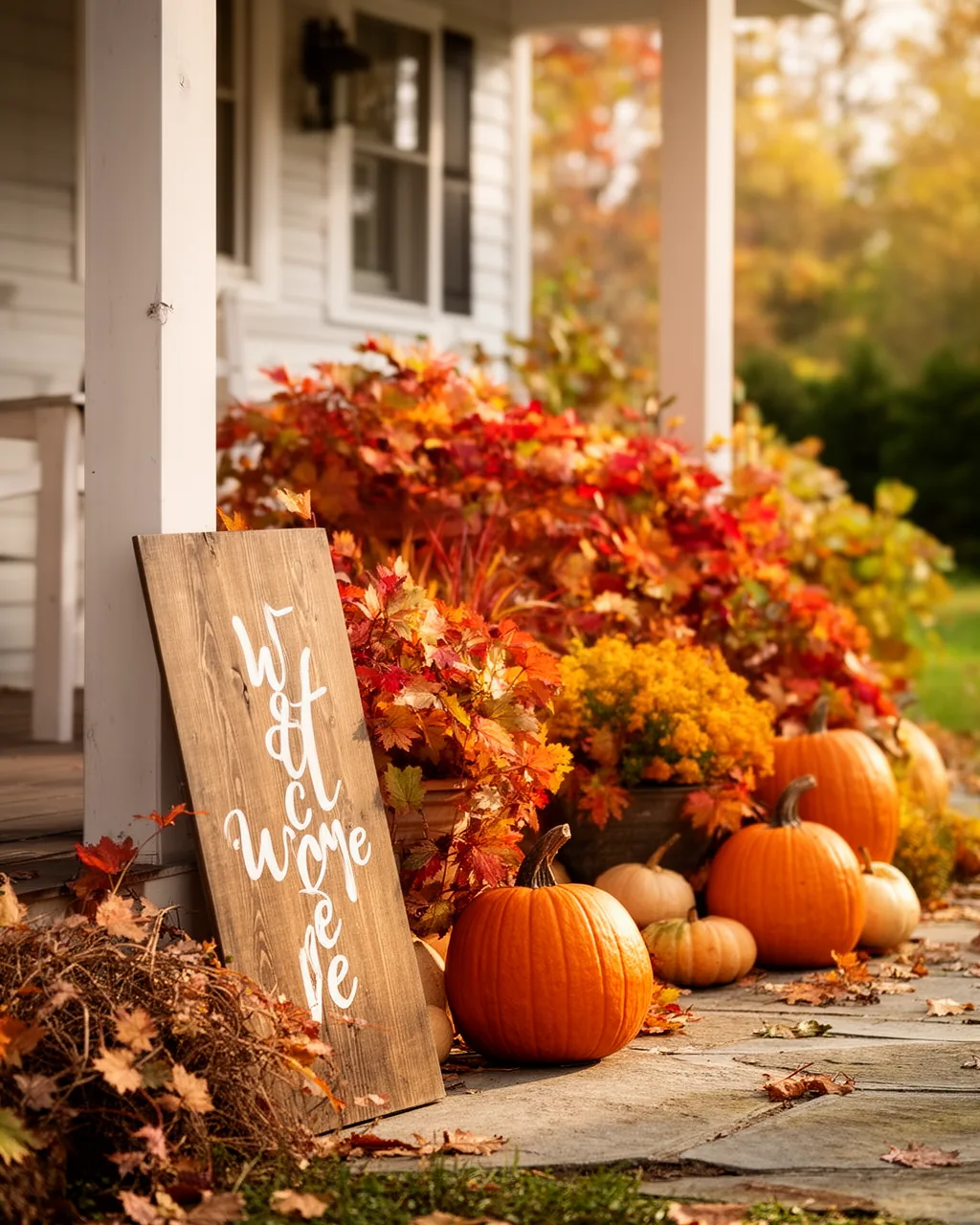 Hand-lettered fall welcome sign