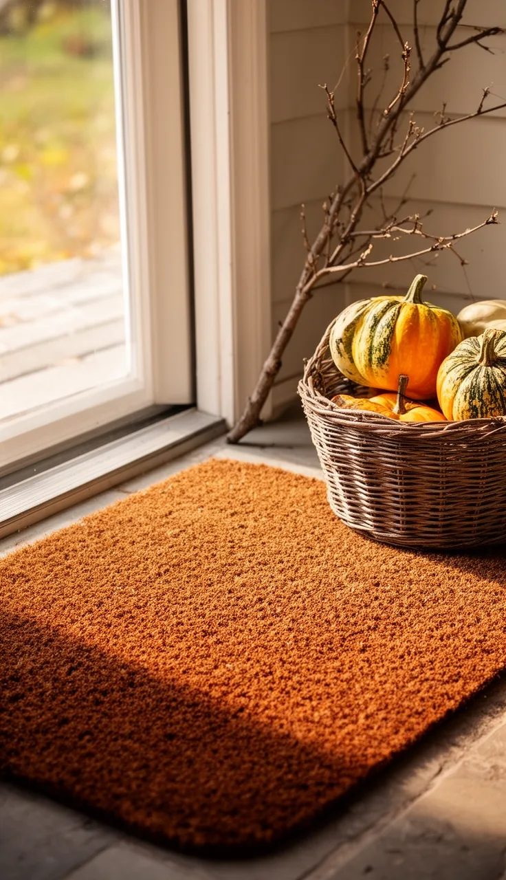 Budget fall doormat with thrifted gourds