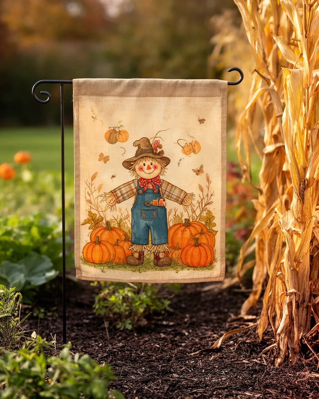 Scarecrow fall garden flag