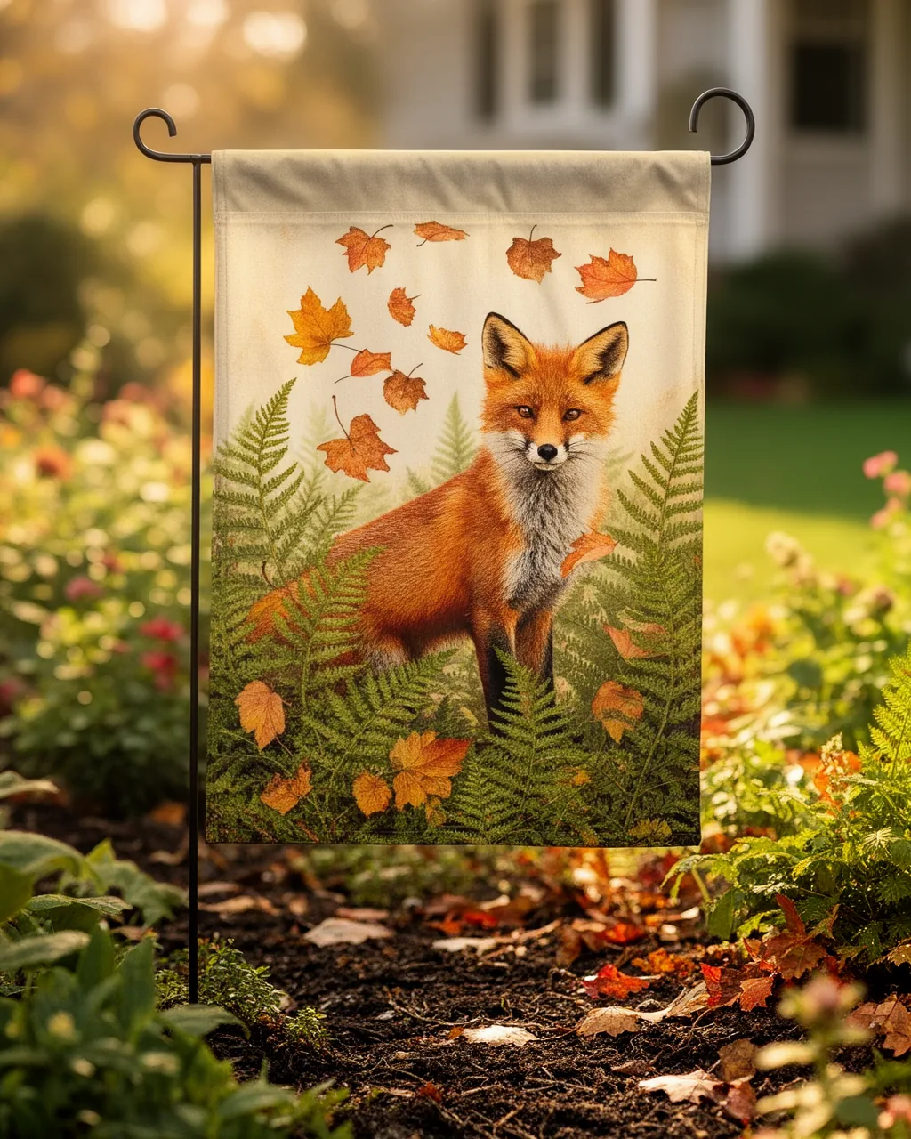 Woodland fox garden flag