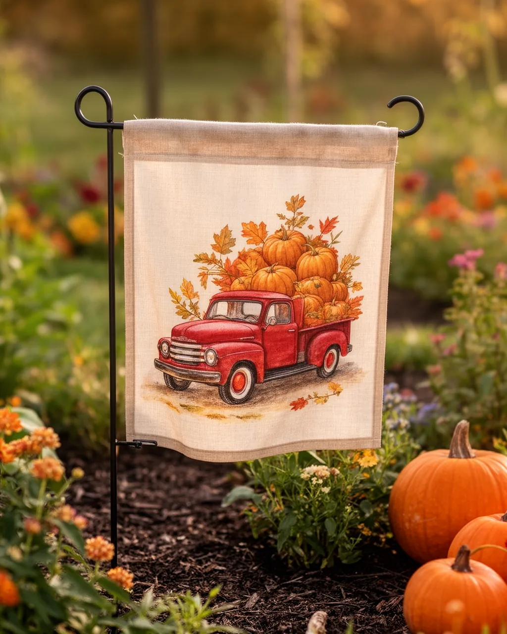 Vintage truck garden flag