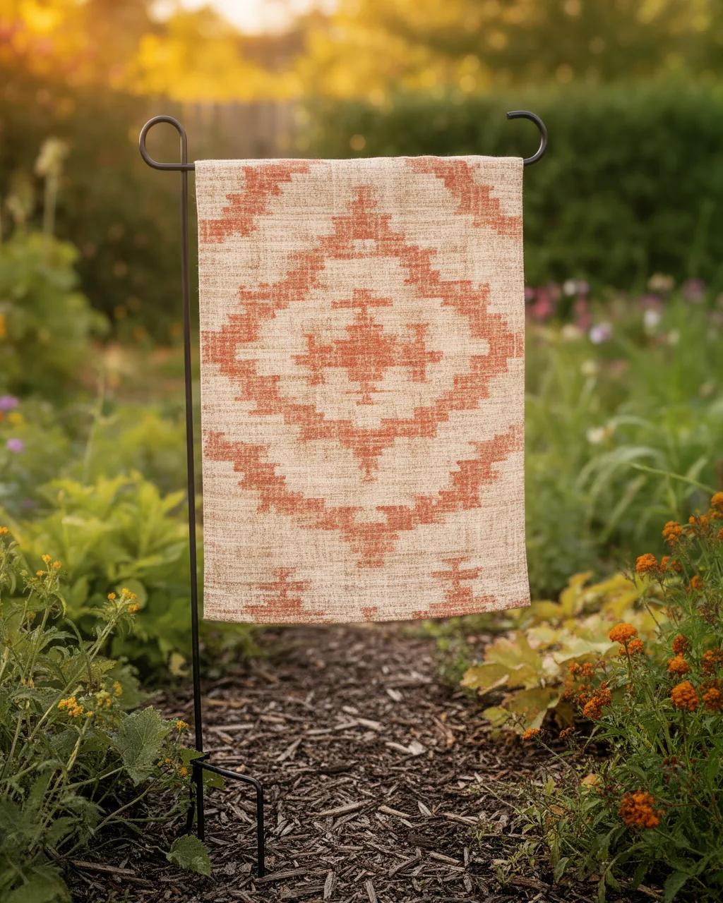 Neutral boho garden flag