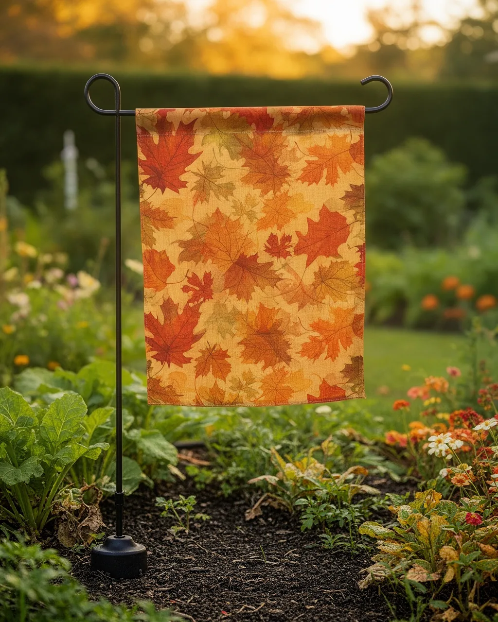Garden flag on a sturdy stand
