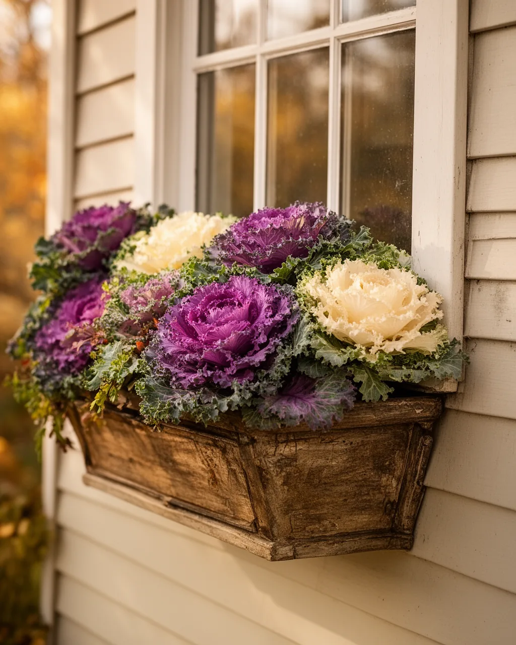Cabbage and kale window box