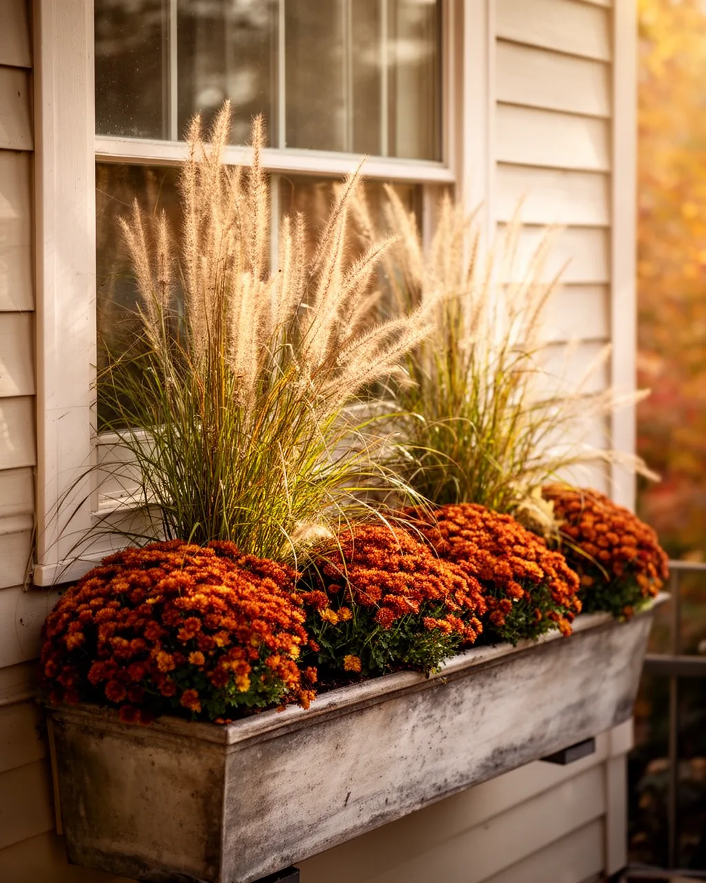 Ornamental grass window box