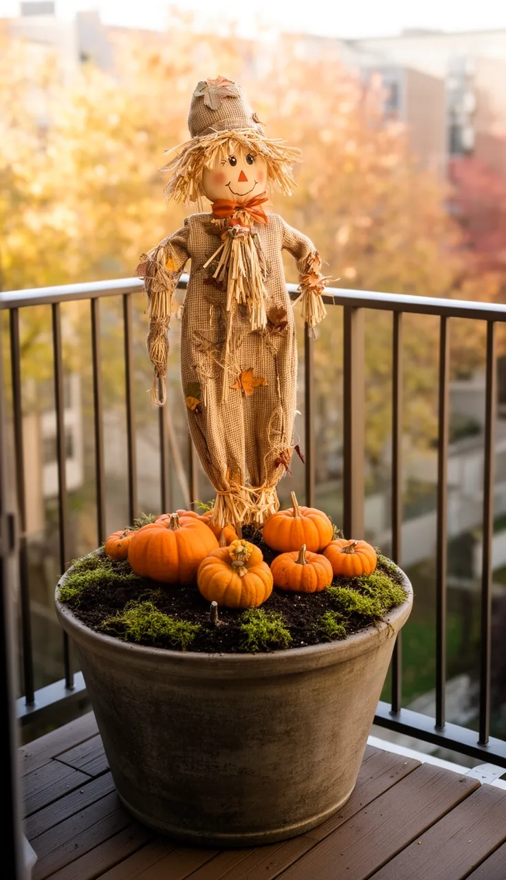 No-stake renter scarecrow anchored in a heavy pot