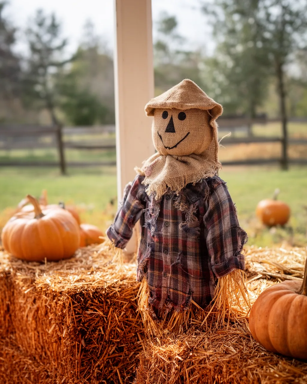 Burlap-faced scarecrow