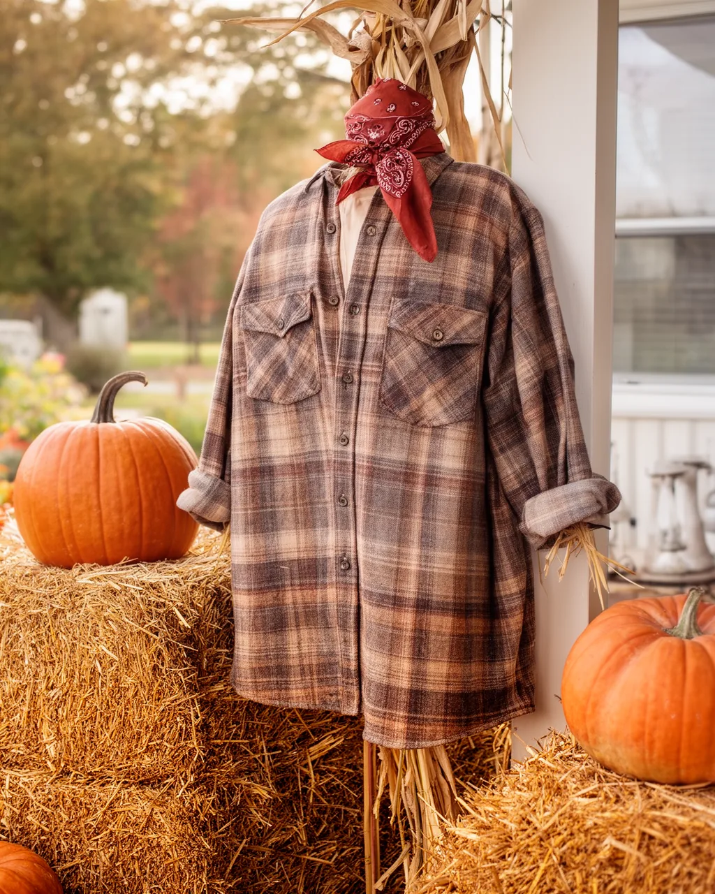 Flannel farmhouse scarecrow