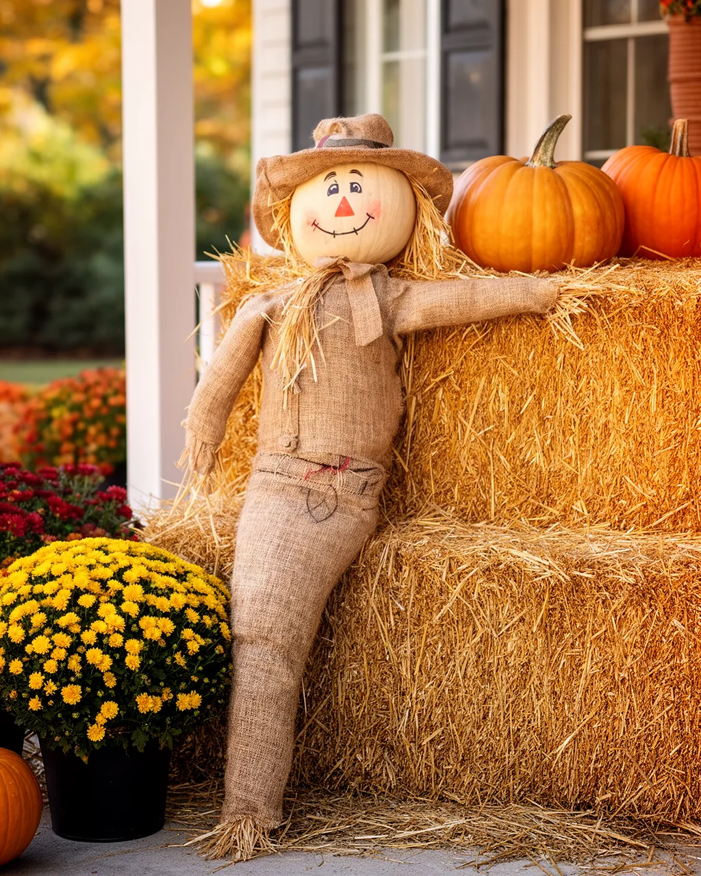 Scarecrow on a hay bale