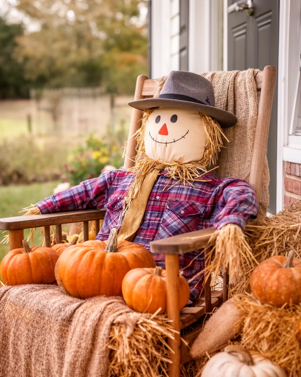 Styled store-bought scarecrow